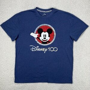 Disney Shirt Adult Size XL Blue 100 Years Mickey Holographic Graphic Print